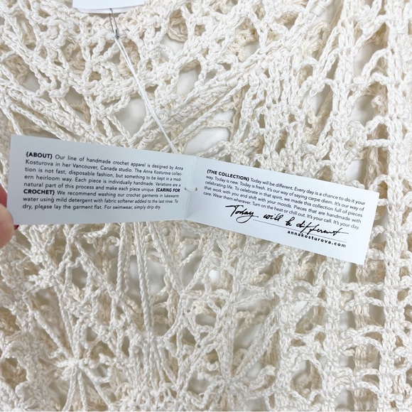 Anna Kosturova Handmade Crochet Knit Long Sleeve Maxi Dress Size Small NWT Cream - Picture 7 of 12